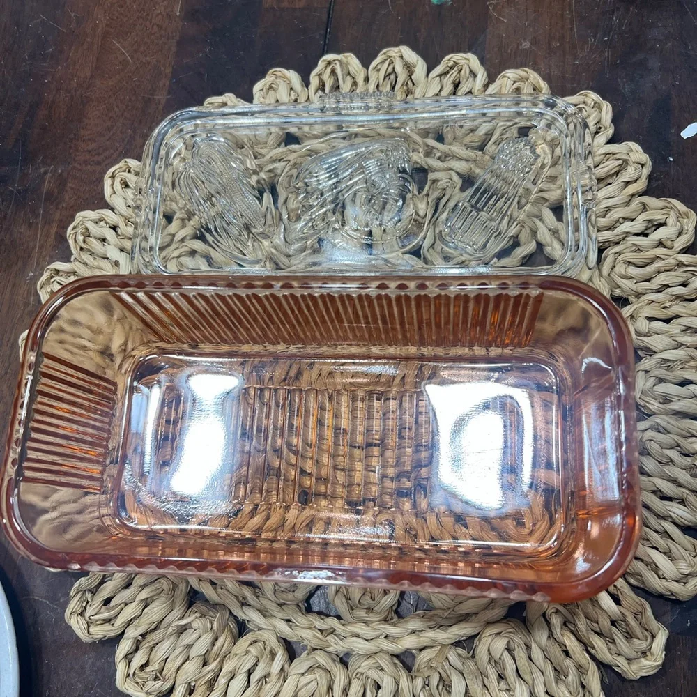 Vintage Glass Food Storage Container with Clear Lid